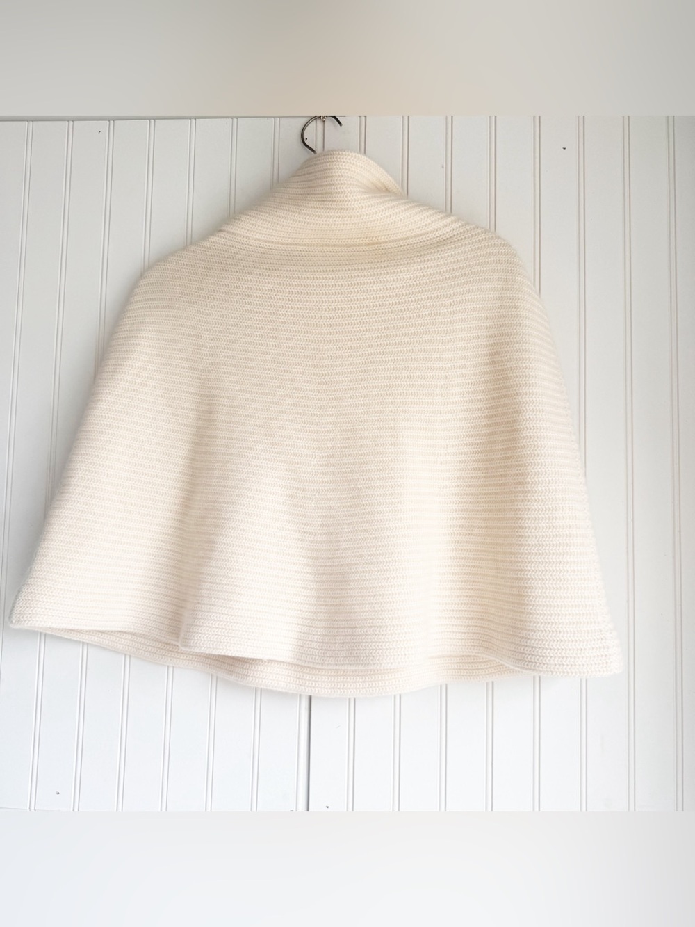 Ralph Lauren Black Label Size L Cashmere Blend Cream Turtle Neck Poncho Cape - Picture 4 of 5